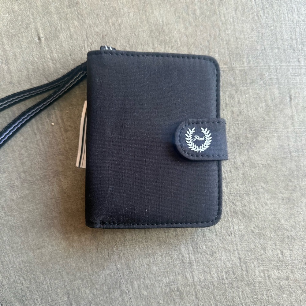 PINK Black Wallet with Wrist Strap